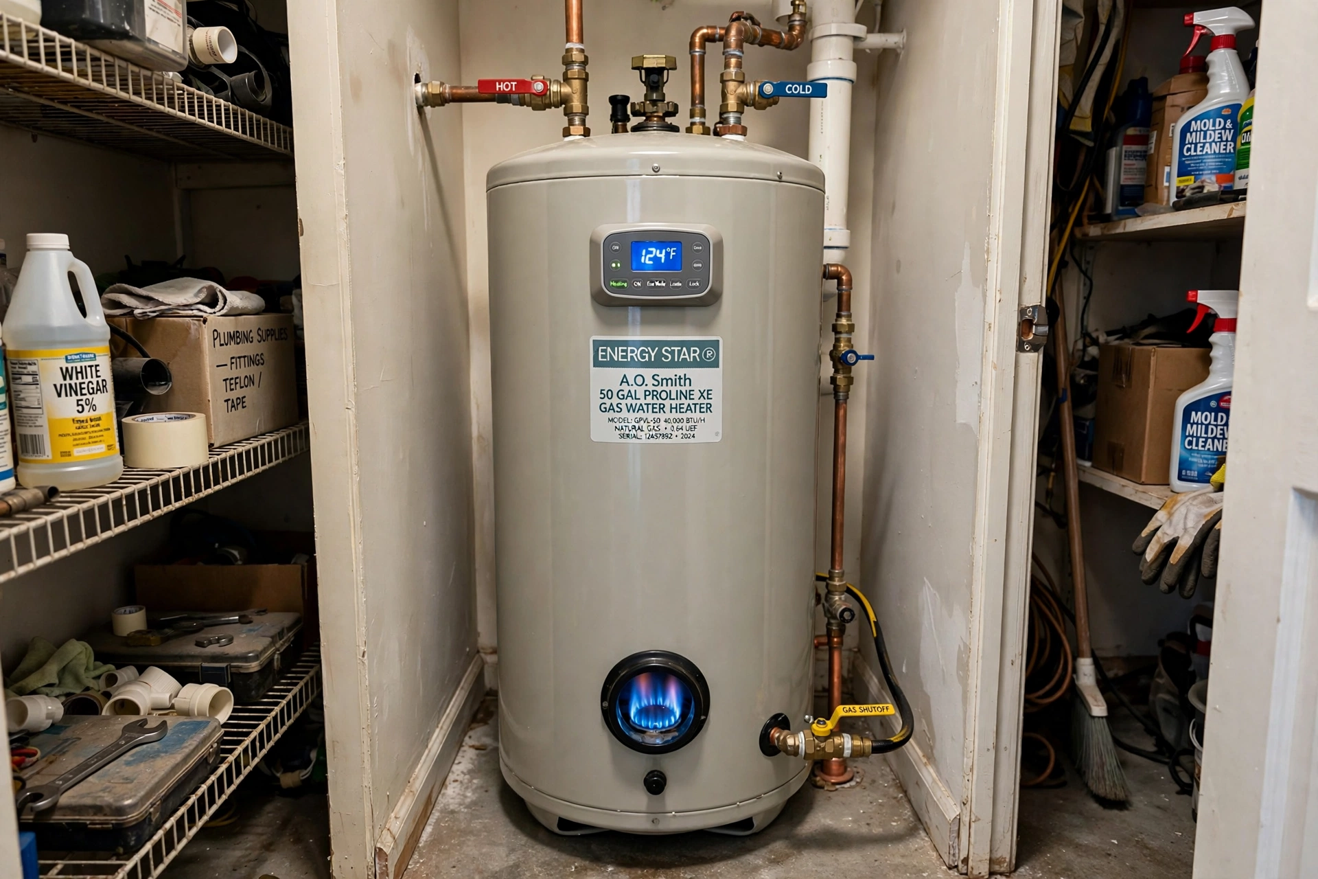Water heater thermostat and electrical controls